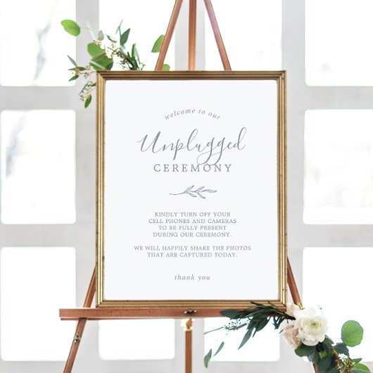 Mindestleaf | Dusty Blue Unplugony Zeremony Sign Poster