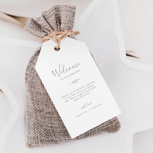 Mindestleaf | Dusty Blue Wedding Welcome Geschenkanhänger