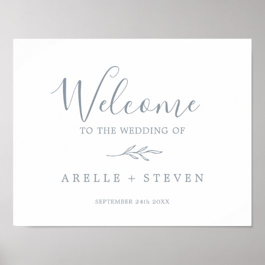 Mindestleaf | Dusty Blue Wedding Welcome Poster (Vorne)
