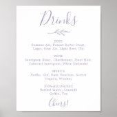 Mindestleaf | Dusty Lila Wedding Drinks Menu Poster (Vorne)