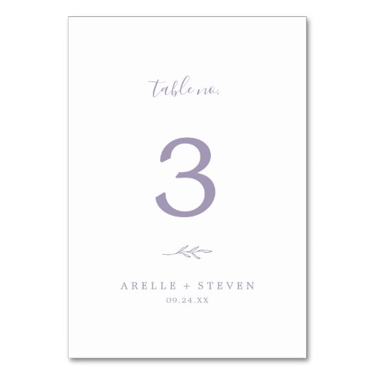 Mindestleaf | Dusty Lila Wedding Tischnummer (Rückseite)