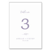 Mindestleaf | Dusty Lila Wedding Tischnummer (Vorderseite)