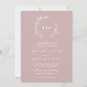 Mindestleaf | Dusty Rose Formal Monogram Wedding Einladung (Vorderseite)