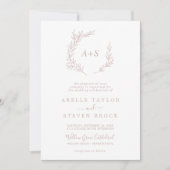 Mindestleaf | Dusty Rose Formal Monogram Wedding Einladung (Vorderseite)