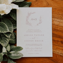 Mindestleaf | Dusty Rose Formal Monogram Wedding Einladung