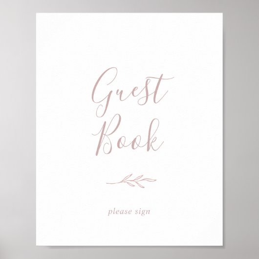 Mindestleaf | Dusty Rose Guest Book Sign Poster (Vorne)