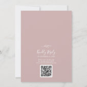 Mindestleaf | Dusty Rose Monogram QR Code Wedding Einladung (Rückseite)