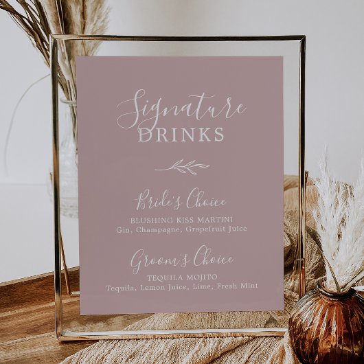 Mindestleaf | Dusty Rose Signature Drinks Poster
