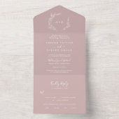 Mindestleaf | Dusty Rose Wedding All In One Einladung (Innen Boden)