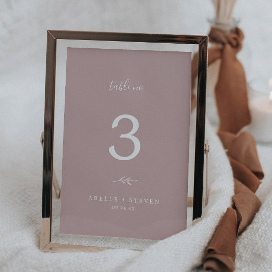 Mindestleaf | Dusty Rose Wedding Tischnummer