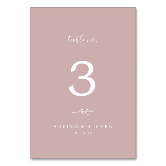 Mindestleaf | Dusty Rose Wedding Tischnummer (Vorderseite)