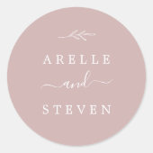 Mindestleaf | Dusty Rose Wedding Umschlag Aufklebe Runder Aufkleber (Vorderseite)