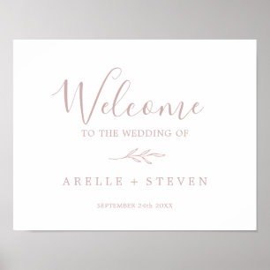 Mindestleaf Dusty Rose Wedding Welcome Poster