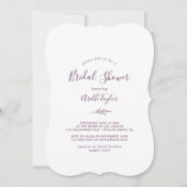 Mindestleaf | Eggplant Bridal Dusche Einladung (Vorderseite)