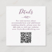 Mindestleaf | Eggplant QR Code Wedding Details Begleitkarte (Vorderseite)