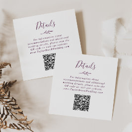 Mindestleaf | Eggplant QR Code Wedding Details Begleitkarte