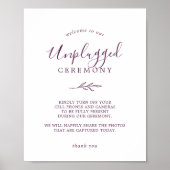 Mindestleaf | Eggplant Unplugged Zeremony Sign Poster (Vorne)