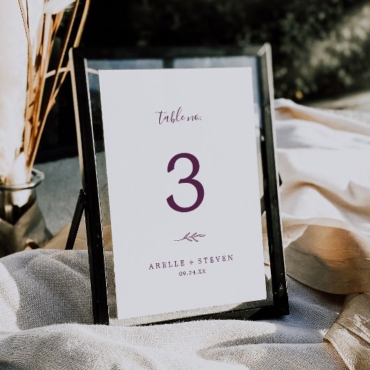 Mindestleaf | Eggplant Wedding Tischnummer