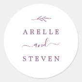 Mindestleaf | Eggplant Wedding Umschlag Aufklebers Runder Aufkleber (Vorderseite)