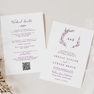 Mindestleaf   Eggplant Weekend Events Hochzeit Einladung