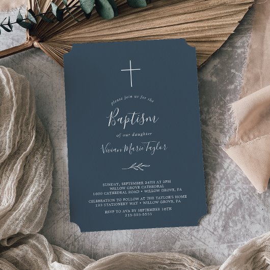 Mindestleaf | Einladung zu spät blauer Taufe