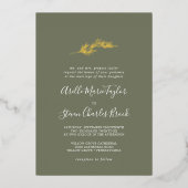 Mindestleaf | Foil Dark Green Traditional Wedding Folieneinladung (Vorderseite)