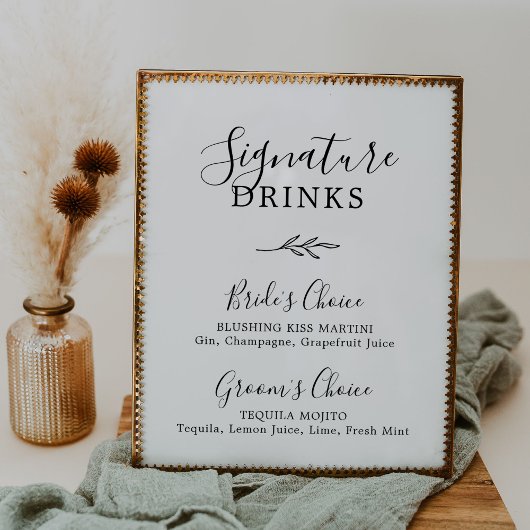 Mindestleaf | Getränke mit schwarzer und weißer Un Poster