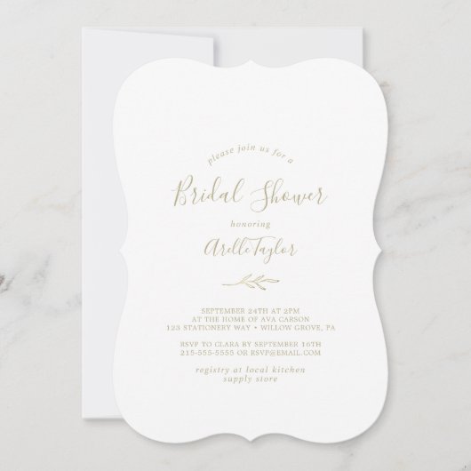 Mindestleaf | Gold-Brautparty Einladung (Vorderseite)