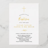 Mindestleaf | Gold Foil 2 oder 3 Personen Taufe Folieneinladung (Vorderseite)