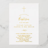 Mindestleaf | Gold Foil 2 oder 3 Personen Taufe Folieneinladung (Vorderseite)