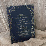 Mindestleaf | Gold Foil Navy Blue Frame Wedding Folieneinladung<br><div class="desc">Diese minimale Blatt goldgeflochtenen Folie blau Rahmen Hochzeitseinladung Karte ist perfekt für eine elegante Hochzeit. Die Silhouette im Grünen ist schlicht und klassisch minimalistisch.</div>