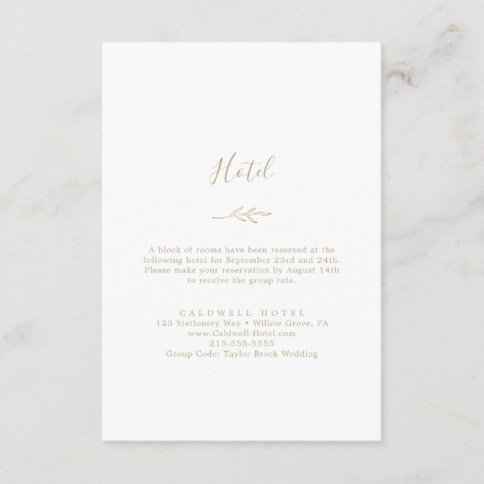 Mindestleaf | Gold Hotel Enclosure Card Begleitkarte (Vorderseite)