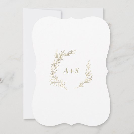 Mindestleaf | Gold Monogram Back Wedding Einladung (Rückseite)