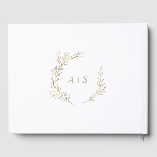 Mindestleaf | Gold Monogram Back Wedding Gästebuch (Rückseite)