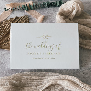 Mindestleaf Gold Monogram Back Wedding Gästebuch