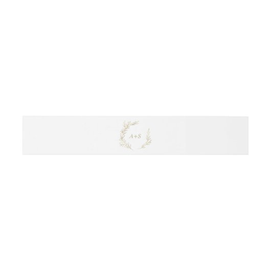 Mindestleaf | Gold Monogram Wedding Einladungsbanderole (Flach)
