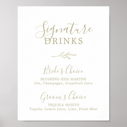Mindestleaf | Gold Signature Drinks Signature Sign Poster (Vorne)