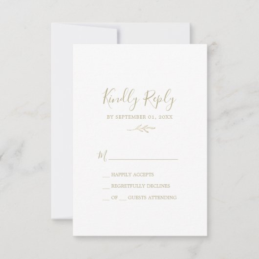 Mindestleaf | Gold Simple RSVP Card Karte (Vorderseite)