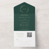Mindestleaf | Gold und Emerald QR Code Wedding All In One Einladung (Innen Boden)