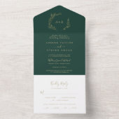 Mindestleaf | Gold und Emerald Wedding All In One Einladung (Innen Boden)