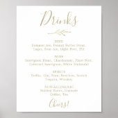 Mindestleaf | Gold Wedding Drinks Menu Sign Poster (Vorne)