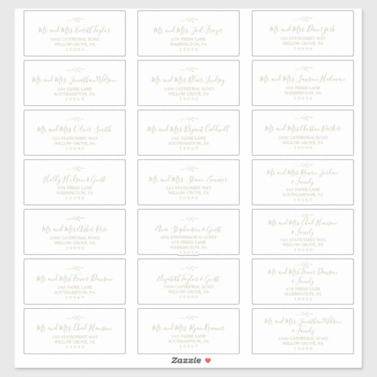 Mindestleaf | Gold Wedding Guest Address Labels (Blatt)