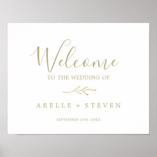 Mindestleaf Gold Wedding Welcome Poster