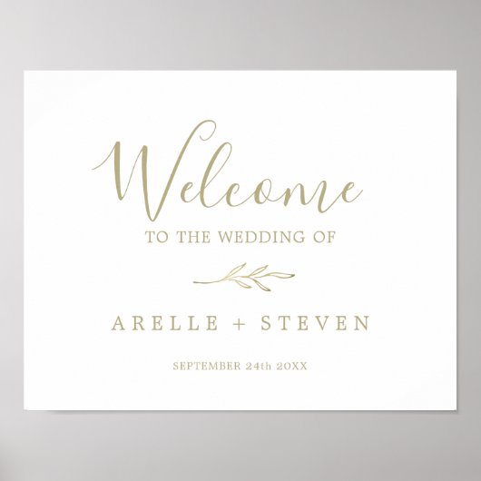 Mindestleaf | Gold Wedding Welcome Poster (Vorne)