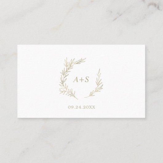 Mindestleaf | Goldflache Hochzeit Platzkarte (Rückseite)