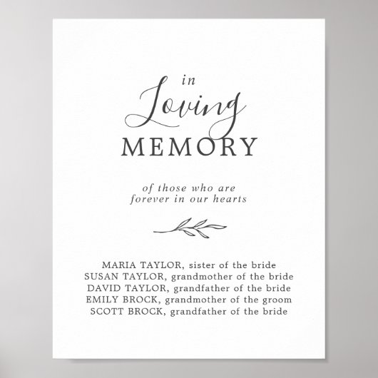 Mindestleaf | Gray in Love Memory Memorial Sign Poster (Vorne)