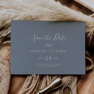 Mindestleaf Horizontal blau und weiß Save The Date