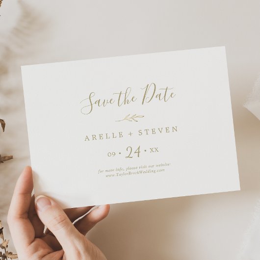 Mindestleaf | Horizontal Gold Save The Date