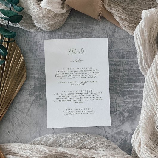 Mindestleaf | Informationen zu Olive Green Begleitkarte