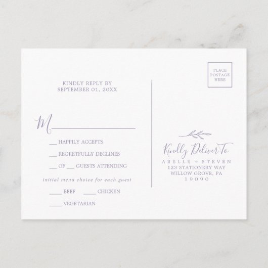 Mindestleaf | Lavendel Menü Auswahl UAWG Postkarte (Rückseite)